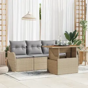vidaXL Ensemble de canapé de jardin 5 pcs Beige polyrotin pas cher