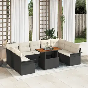 vidaXL Ensemble de canapé de jardin 10 pcs Noir Poly rotin pas cher