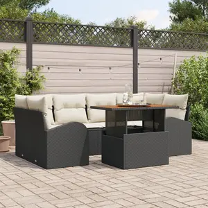 vidaXL Ensemble de canapé de jardin 7 pcs Noir Poly rotin pas cher