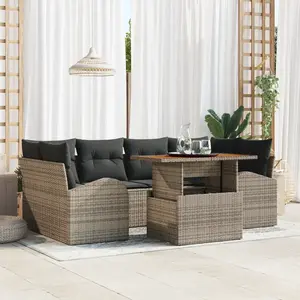 vidaXL Ensemble de canapé de jardin 7 pcs Gris Poly rotin pas cher