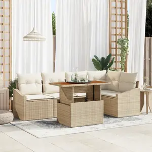 vidaXL Ensemble de canapé de jardin 6 pcs Beige Poly rotin pas cher