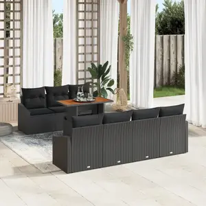 vidaXL Ensemble de canapé de jardin 8 pcs Noir Poly rotin pas cher