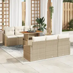 vidaXL Ensemble de canapé de jardin 7 pcs Beige Poly rotin pas cher
