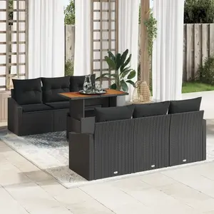 vidaXL Ensemble De Canapé De Jardin Vidaxl 7 Pièces Noir Rattan pas cher