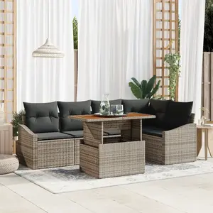 vidaXL Ensemble de canapé de jardin 6 pcs Gris Poly rotin pas cher