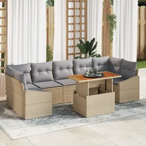 vidaXL Ensemble de canapé de jardin 8 pcs Beige, Gris clair pas cher