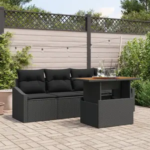 vidaXL Vidaxl Ensemble De Canapé De Jardin 5 Pièces Noir Rotin pas cher
