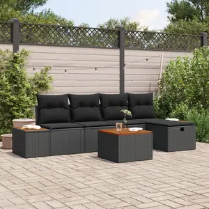 vidaXL Vidaxl Ensemble De Canapé De Jardin De 6 Pièces Avec Coussins Noir Rattan Poly pas cher