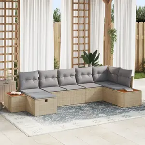 vidaXL Vidaxl Ensemble De Canapés De Jardin De 7 Pièces Avec Coussins Beige En Poly Rattan pas cher