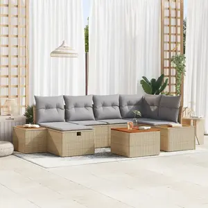 vidaXL Vidaxl Ensemble De 7 Canapés De Jardin Avec Coussins Beiges En Rotin Synthétique pas cher