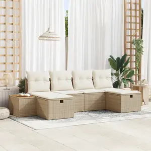 vidaXL Vidaxl Ensemble De Canapés De Jardin De 6 Pièces Avec Coussins Beige Poly Rattan pas cher