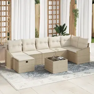 vidaXL Ensemble de Canapés avec coussin avec stockage Beige polyrotin pas cher
