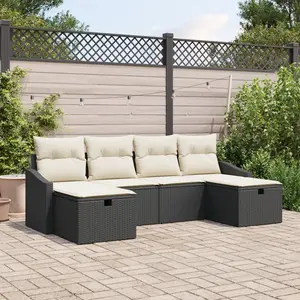 vidaXL Vidaxl Ensemble De Canapés De Jardin De 6 Pièces Avec Coussins Noir Poly Rattan pas cher