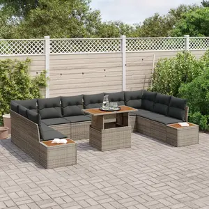 vidaXL Ensemble de canapé de jardin 11 pcs Gris Poly rotin pas cher