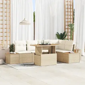 vidaXL Ensemble de canapé de jardin 6 pcs Beige Poly rotin pas cher