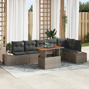 vidaXL Ensemble de canapé de jardin 7 pcs Gris Poly rotin pas cher