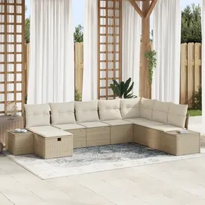vidaXL Ensemble de canapé de jardin avec coussin 8 pcs Beige polyrotin pas cher
