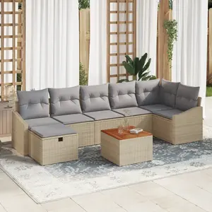 vidaXL Vidaxl Ensemble De Canapés De Jardin 8 Pièces Avec Coussins Beige Poly Rattan pas cher