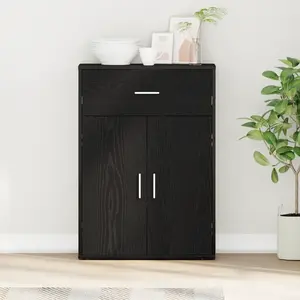 vidaXL Buffet avec tiroir Chêne noir 79 x 38 x 80 cm Bois d'ingénierie pas cher