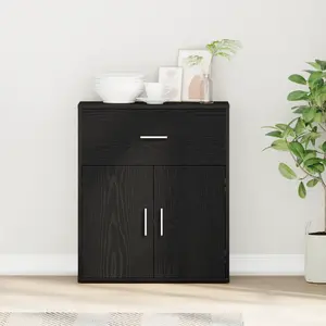 vidaXL Buffet avec tiroir Chêne noir 60 x 31 x 70 cm Bois d'ingénierie pas cher