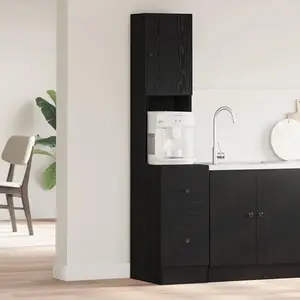 Comparateur de prix : vidaXL Vidaxl Meuble De Cuisine Avec Tiroir Avec Étagère Avec Stockage Avec Porte Chêne Noir Bois D'ingénierie