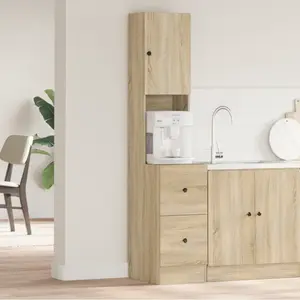 Comparateur de prix : vidaXL Vidaxl Armoire De Cuisine Chêne Sonoma 35x50x180 Cm En Bois Aggloméré