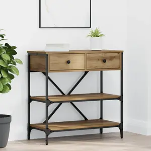 vidaXL Table console avec tiroir Marron 100 x 34,5 x 75 cm bois pas cher