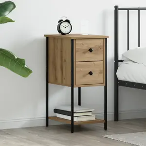 vidaXL Cabinet de chevet avec tiroir chêne artisanal 32 x 42 x 70 cm pas cher