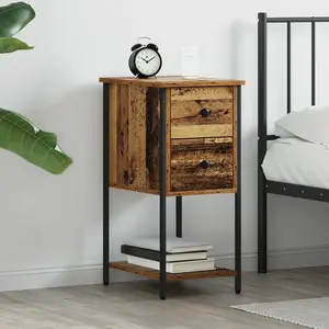 vidaXL Cabinet de chevet avec tiroir Bois ancien 32 x 42 x 70 cm pas cher