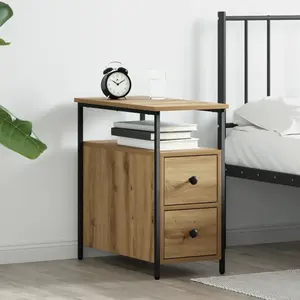 vidaXL Cabinet de chevet avec tiroir chêne artisanal 30 x 60 x 60 cm pas cher