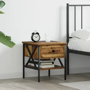 vidaXL Table de chevet avec tiroir Bois ancien 40 x 42 x 45 cm pas cher