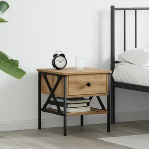 vidaXL Table de chevet avec tiroir chêne artisanal 40 x 42 x 45 cm pas cher