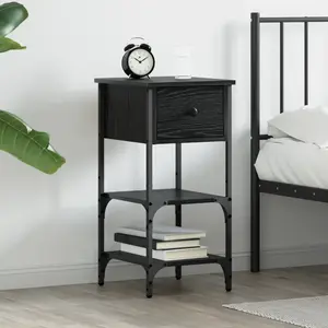vidaXL Cabinet de chevet avec tiroir Chêne noir 33,5 x 36 x 70 cm pas cher