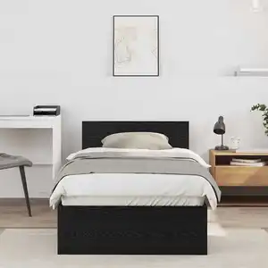 vidaXL Vidaxl Cadre De Lit Noir Avec Tête De Lit, 75x190 Cm pas cher