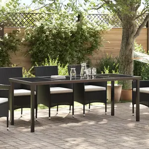 Comparateur de prix : vidaXL Table De Jardin Vidaxl Noire 200x80x73 Cm En Verre Trempé