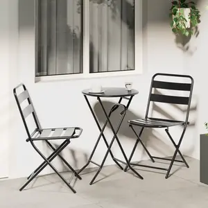 vidaXL Ensemble Bistro pliant 3 pièces acier anthracite pas cher