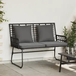 vidaXL Banc de jardin avec oreiller Noir, Anthracite 113 x 69 x 83 cm pas cher