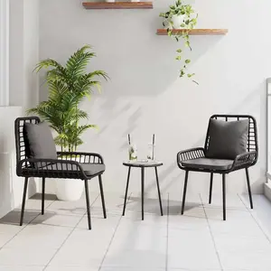 vidaXL Ensemble de salle à manger pour jardin 3 pcs Noir, Anthracite pas cher