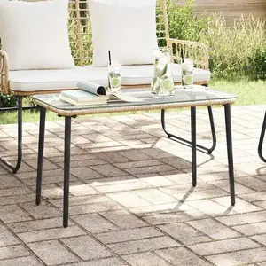 vidaXL Table de Jardin Naturel 80 x 40 x 45 cm Poly rotin pas cher