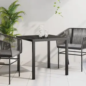 vidaXL Table De Jardin Vidaxl Noir 80x80x73 Cm En Verre Trempé pas cher