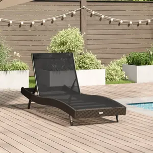 vidaXL Chaise longue avec coussin 1-personne Marron 197 x 70 x 82 cm Poly rotin pas cher