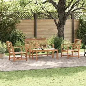 VIDAXL Ensemble De Canapé De Jardin 4 Pcs Marron Bois De Teck Massif pas cher
