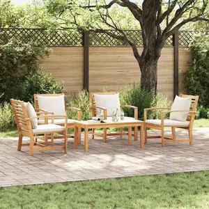 vidaXL Ensemble de canapé de jardin 5 pcs Naturel Bois de teck solide pas cher