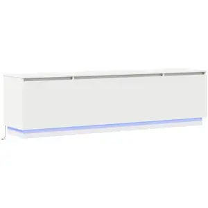 vidaXL Meuble TV - Blanc - 180x38x49 cm - LED intégré - 4 portes coulissantes