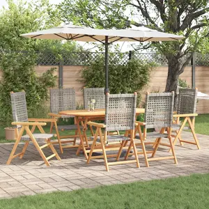 vidaXL Ensemble de salle à manger pour jardin 7 pcs Gris pas cher