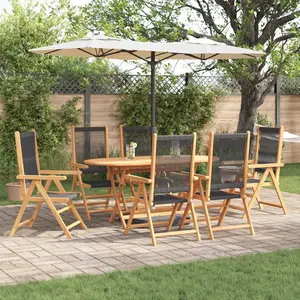 vidaXL Ensemble de salle à manger pour jardin 7 pcs Noir pas cher