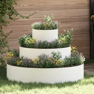 vidaXL Cache-pot de jardin Blanc 90 x 90 x 20 cm Acier laminé à froid pas cher