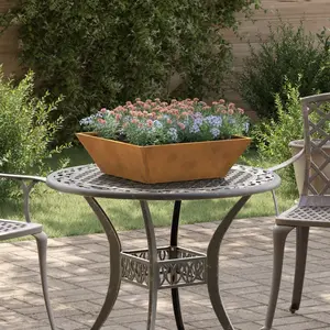 Comparateur de prix : vidaXL vidaXL Pot en métal Acier corten 50 x 50 x 15 cm Incrustations décoratives