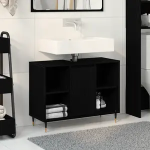 vidaXL vidaXL Coiffeuse Chêne Noir Bois d'Ingénierie Moyen pas cher