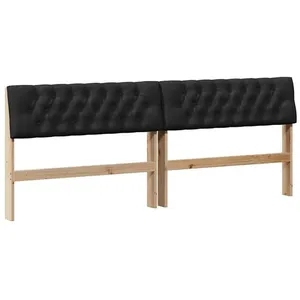 vidaXL Vidaxl Tête De Lit Capitonnée Noir 200 Cm Pin Massif pas cher